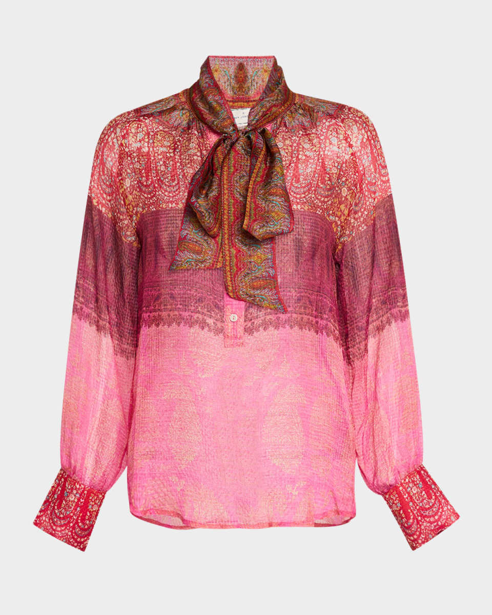 Tie-Neck Silk Blous